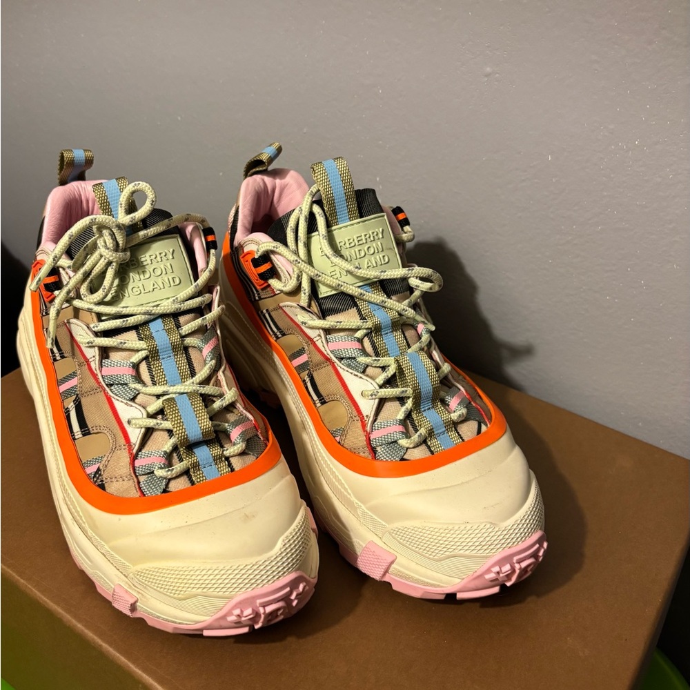 Burberry Cream and Orange Women's Sneakers